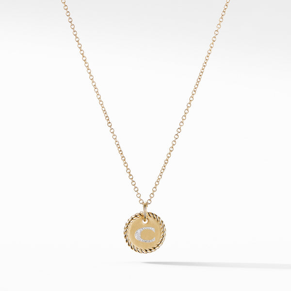 "C" Pendant with Diamonds in Gold on Chain