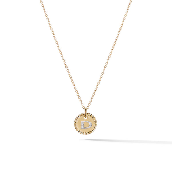 Initial Charm Necklace with Diamonds in 18K Gold