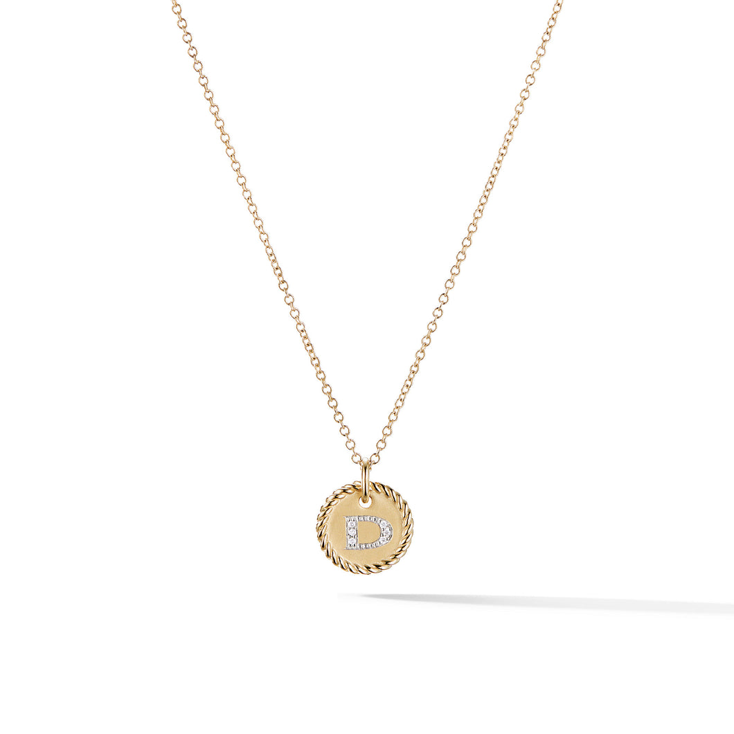 Initial Charm Necklace with Diamonds in 18K Gold
