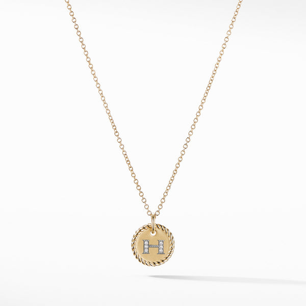 Initial Charm Necklace with Diamonds in 18K Gold