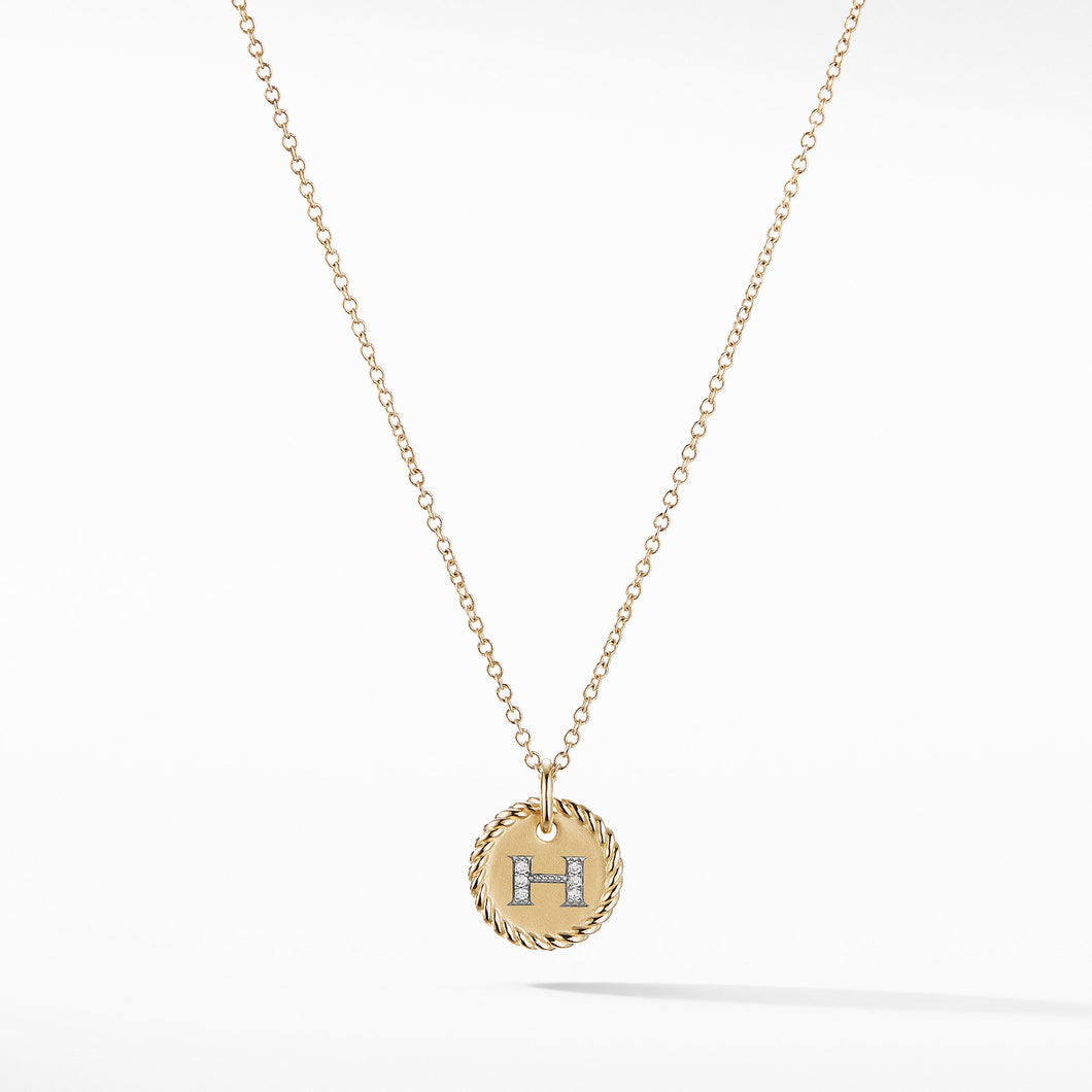 Initial Charm Necklace with Diamonds in 18K Gold