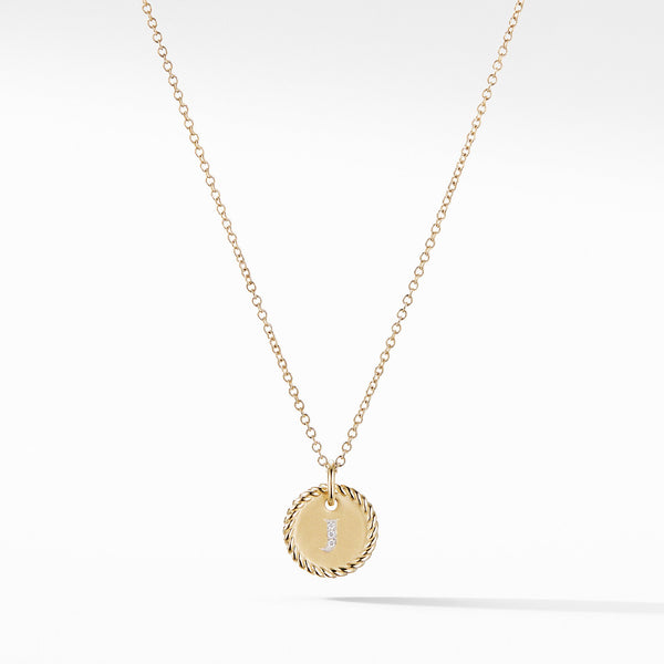"J" Pendant with Diamonds in Gold on Chain