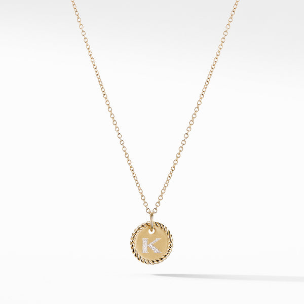 "K" Pendant with Diamonds in Gold on Chain