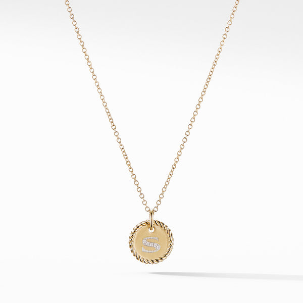"S" Pendant with Diamonds in Gold on Chain