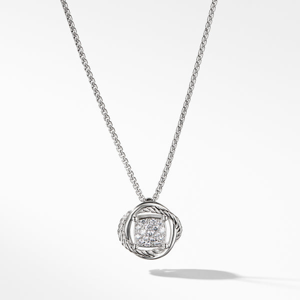 Infinity Pendant Necklace in Sterling Silver with Pave© Diamonds