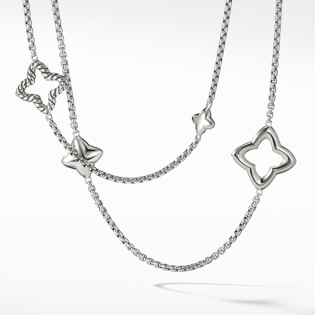 Quatrefoil Box Chain Necklace in Sterling Silver