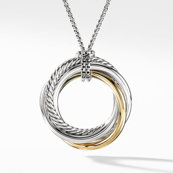 Crossover Pendant Necklace in Sterling Silver with 14K Yellow Gold