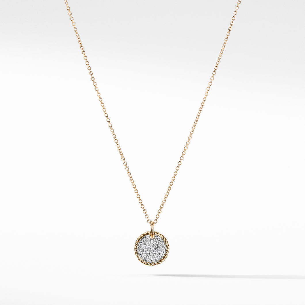 Cable Collectibles® Pavé Plate Necklace in 18K Yellow Gold with Diamonds