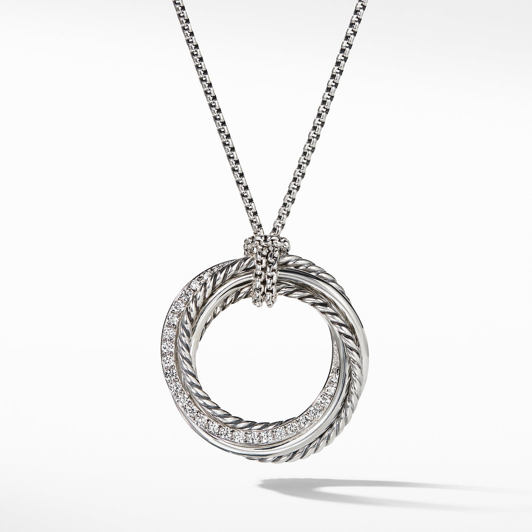 Crossover Pendant Necklace with Diamonds