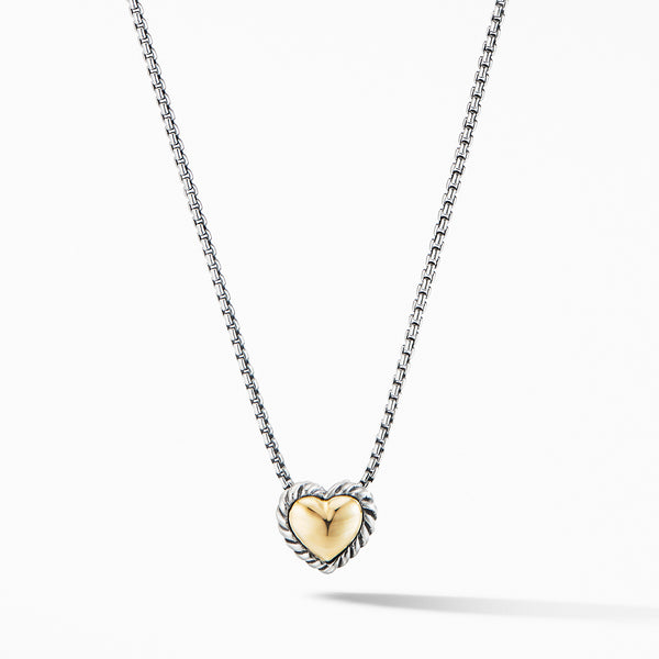 Cable Collectibles Cookie Classic Heart Necklace in Sterling Silver with 18K Yellow Gold