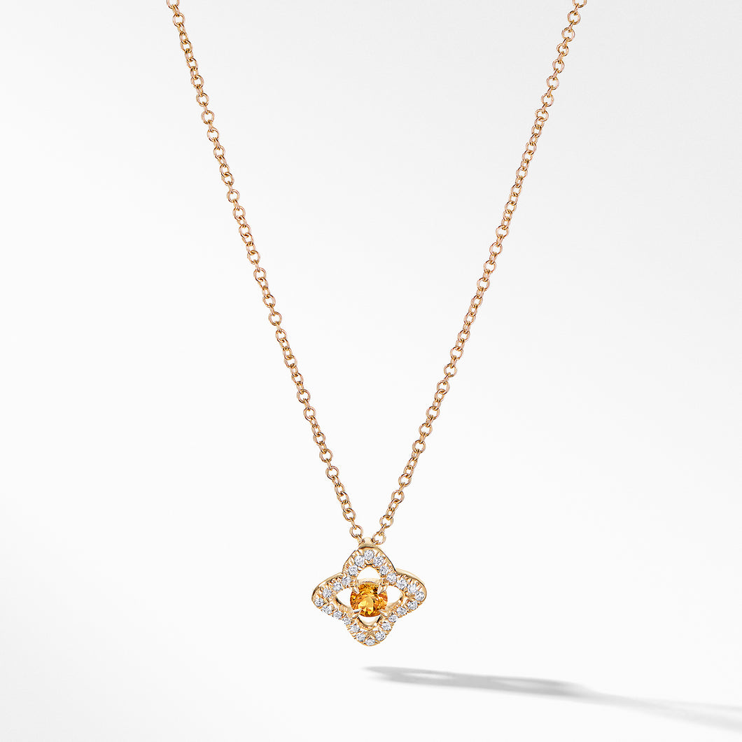 Venetian Quatrefoil Necklace with Citrine and Diamonds in 18K Gold