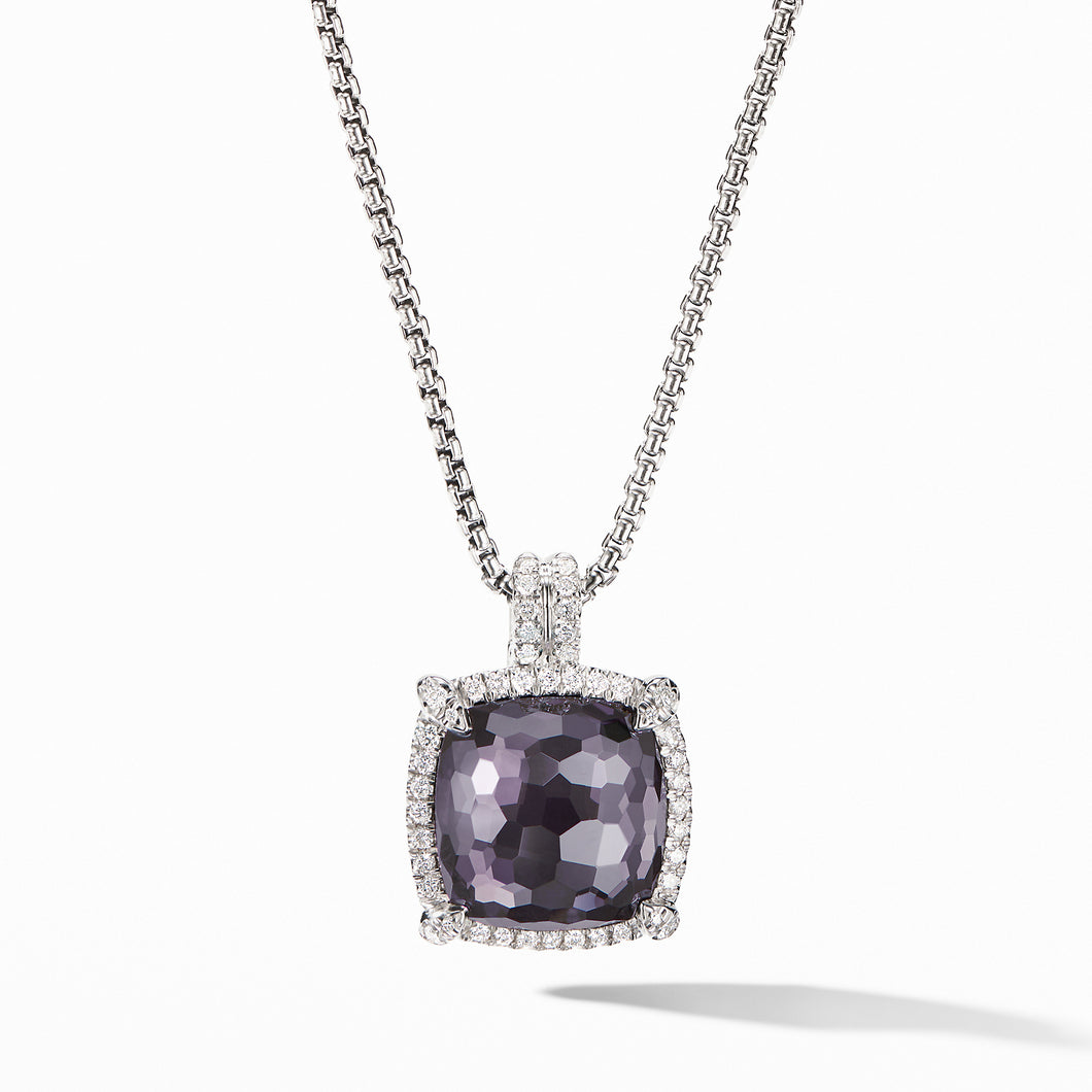 Chatelaine Pave©  Bezel Pendant Necklace with Black Orchid