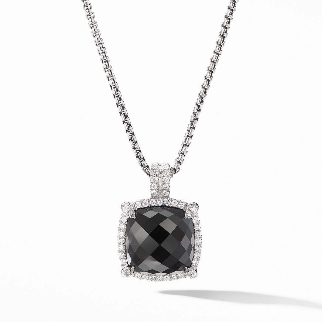 Chatelaine® Pavé©  Bezel Pendant Necklace with Black Onyx