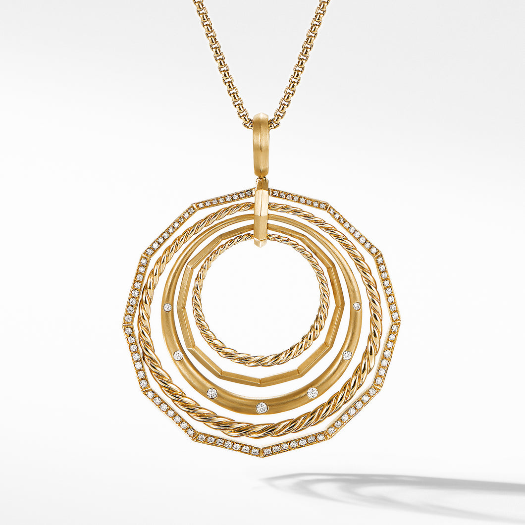 Stax Long Pendant Necklace with Diamonds in 18K Gold 41mm