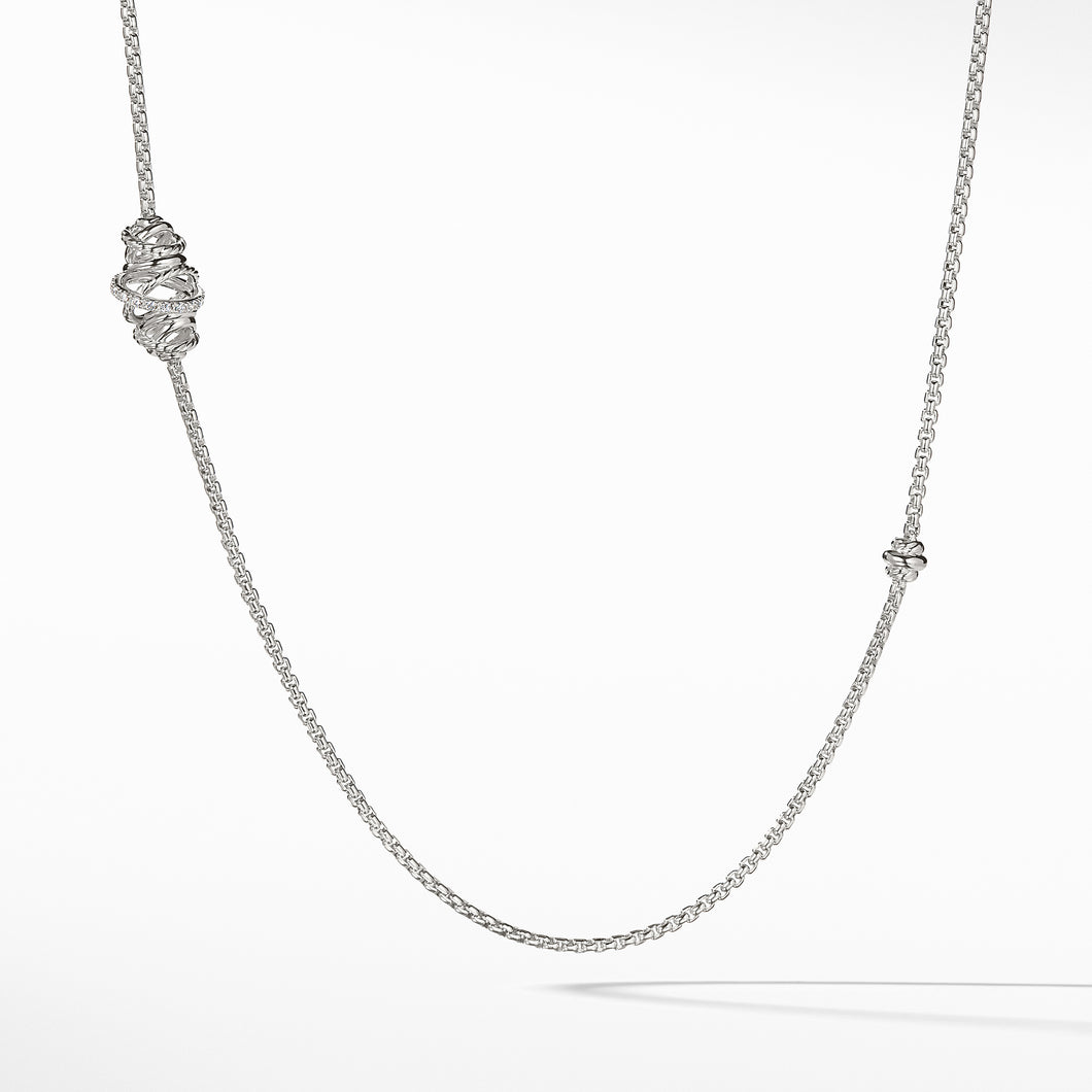 Crossover Station Necklace with Diamonds