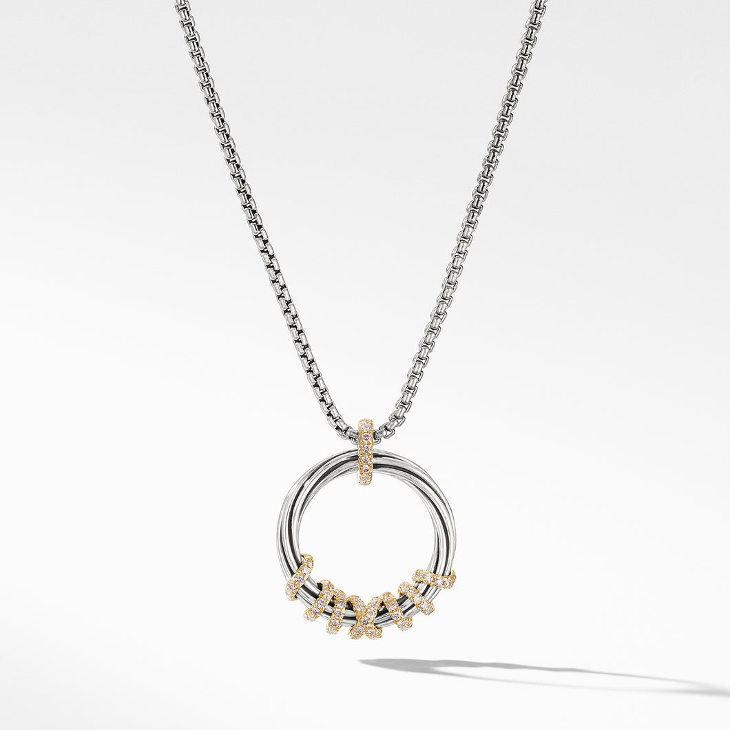 Helena Medium Pendant Necklace with Diamonds and 18K Gold, 21mm
