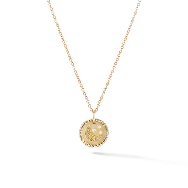 Cable Collectibles Moon and Stars Necklace with Diamonds and Yellow Sapphires in 18K Gold