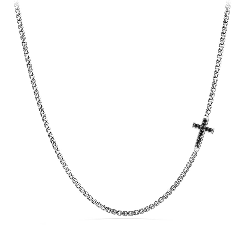 Pave Cross Necklace with Black Diamonds
