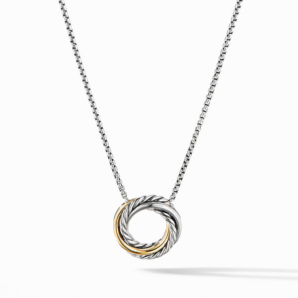 Crossover Pendant Necklace in Sterling Silver with 18K Yellow Gold