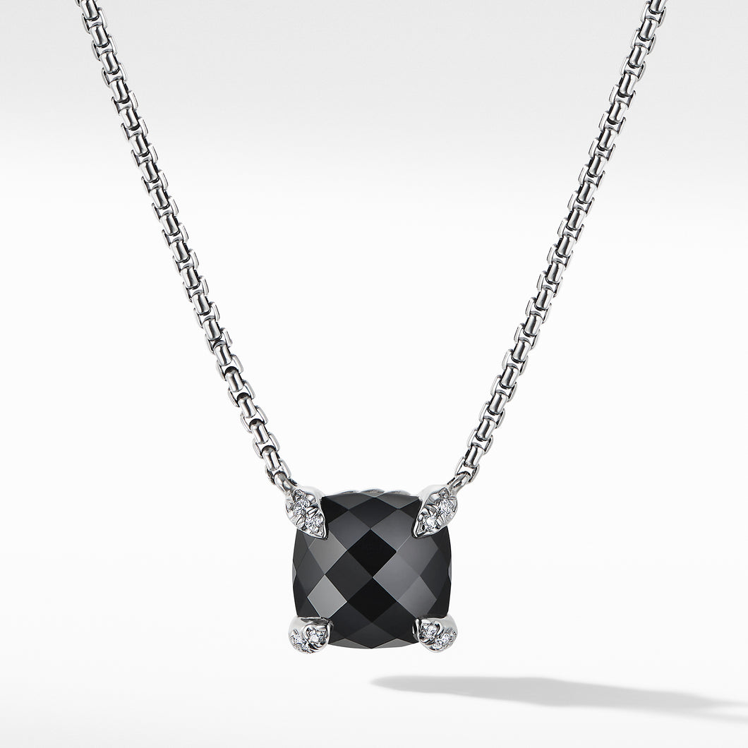 Chatelaine Pendant Necklace with Black Onyx and Diamonds
