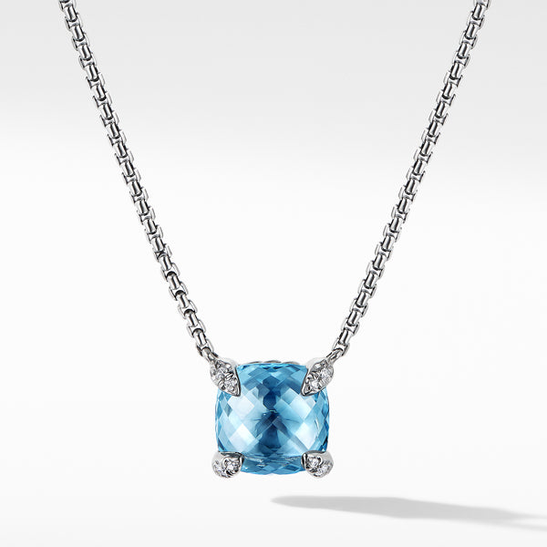 Chatelaine Pendant Necklace with Blue Topaz and Diamonds