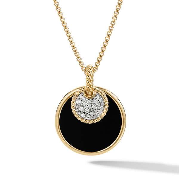 DY Elements Convertible Pendant Necklace in 18K Yellow Gold with Black Onyx and Mother of Pearl and Pave© Diamonds
