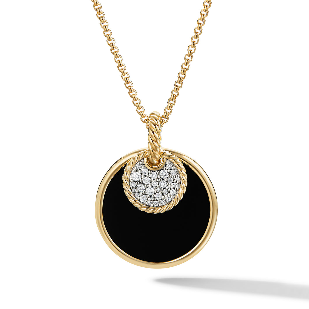 DY Elements Convertible Pendant Necklace in 18K Yellow Gold with Black Onyx and Mother of Pearl and Pave© Diamonds