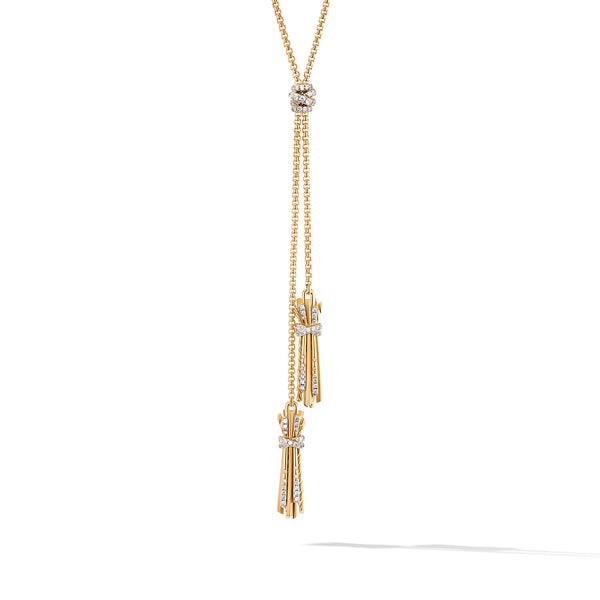 Angelika Tassel Necklace in 18K Yellow Gold with Pave© Diamonds