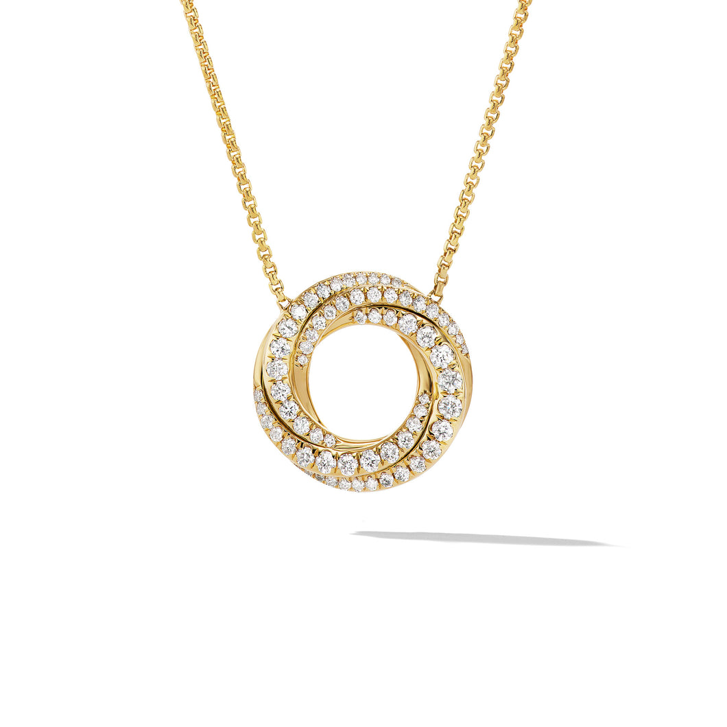 Petite Pavé Crossover Pendant Necklace in 18K Yellow Gold with Diamonds