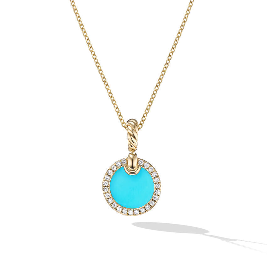Petite DY Elements Pendant Necklace in 18K Yellow Gold with Turquoise and Pave© Diamonds