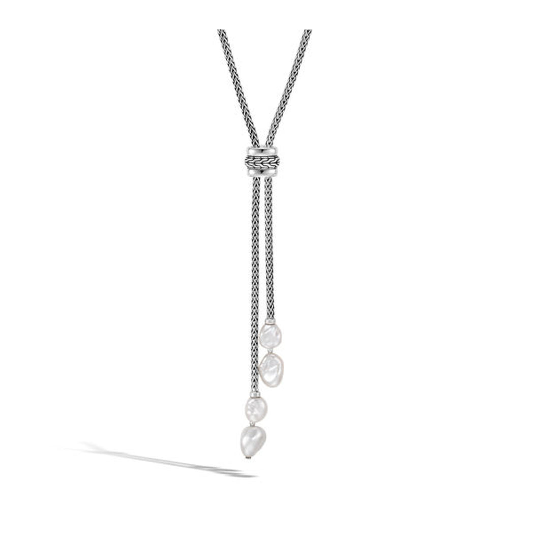 Women's Classic Chain Lariat Necklace with Fresh Water Pearl