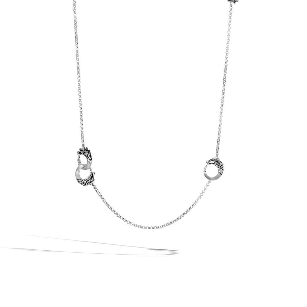 Naga Brushed Station Necklace with Black Spinel