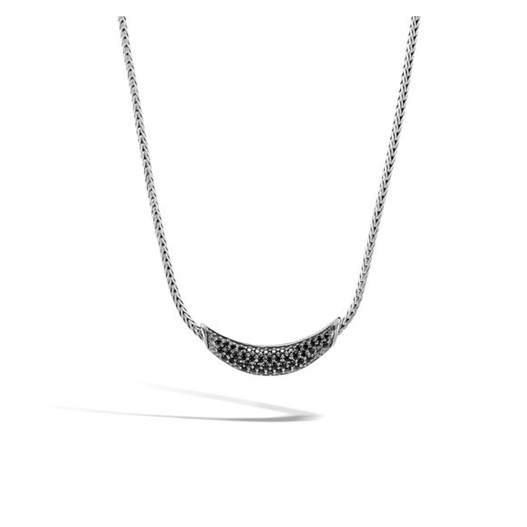 Women's Classic Chain Necklace with Black Sapphire, Black Spinel