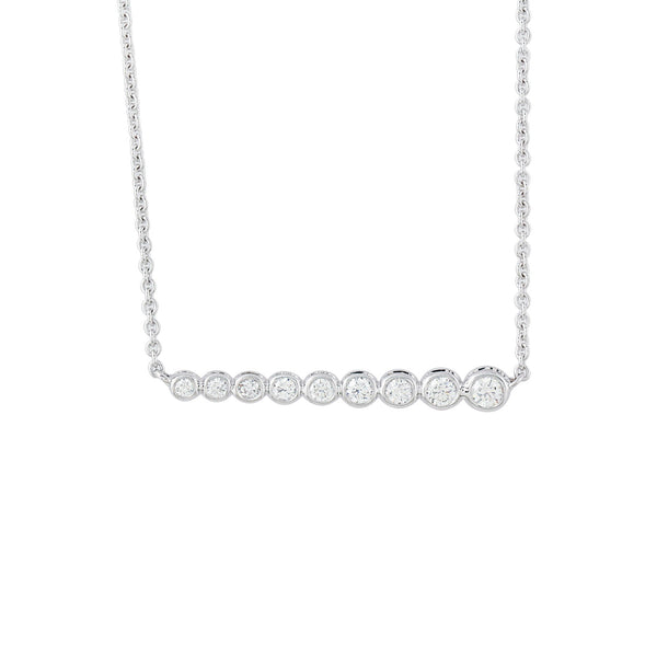 0.25 ctw. White Gold Diamond Bezel Graduated Bar Necklace