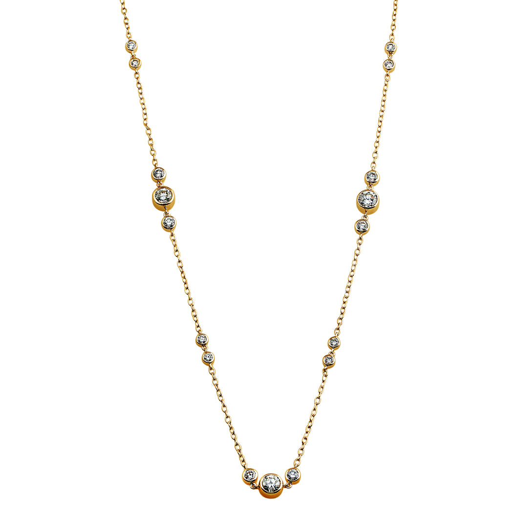 9.00CTTW Lab-Created Diamond Station Necklace in 14K Yellow Gold