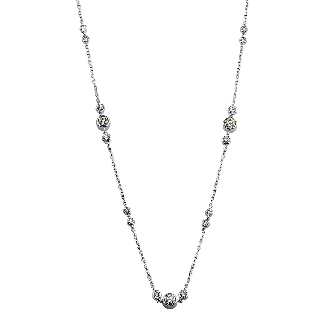 9.00CTTW Lab-Created Diamond Station Necklace in 14K White Gold