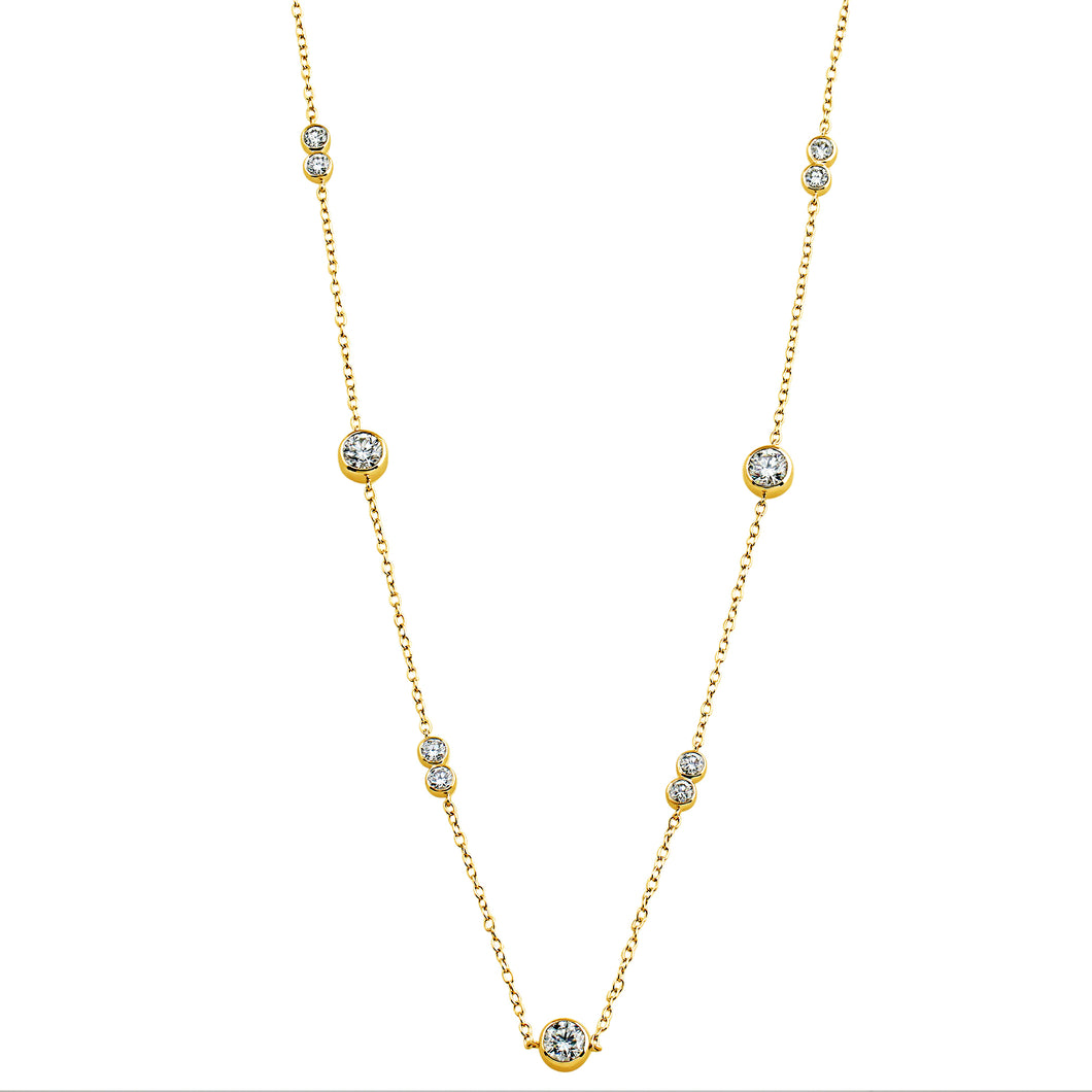 10.10CTTW Lab-Created Diamond Station Necklace in 14K Yellow Gold