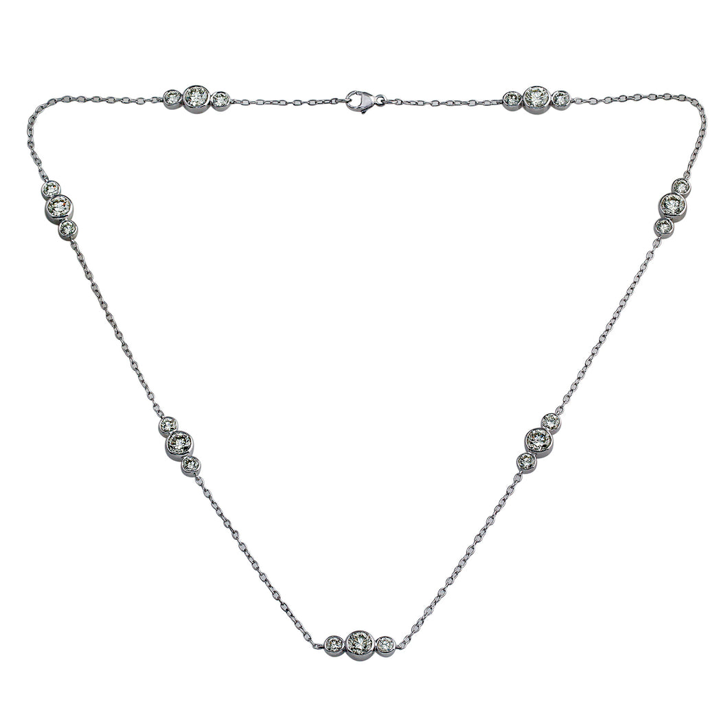 18K White Gold, 5.70CTTW 3 Stone Lab-Created Diamonds by the Yard Station Necklace in 18K White Gold