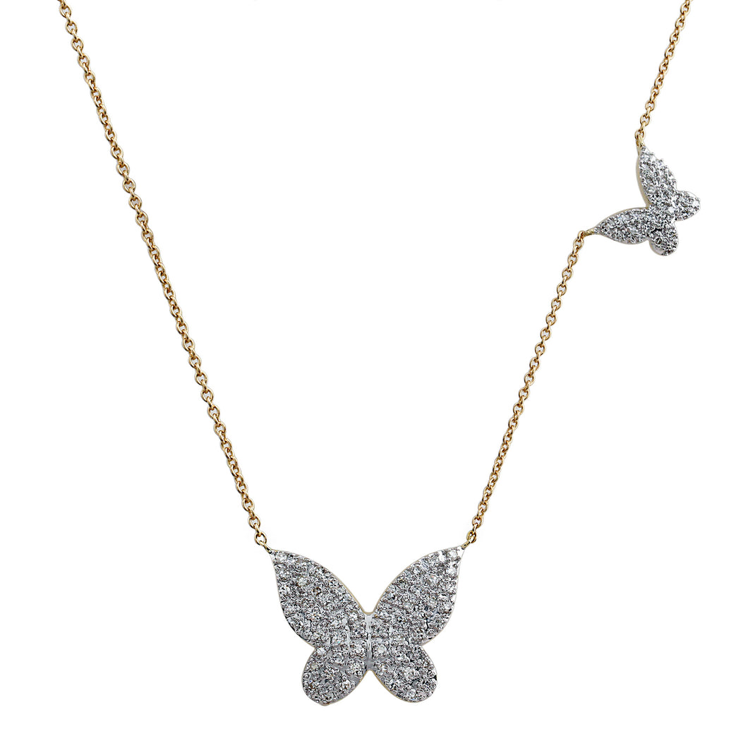 14K Yellow Gold Diamond Butterfly Necklace (0.45 ct. tw.)
