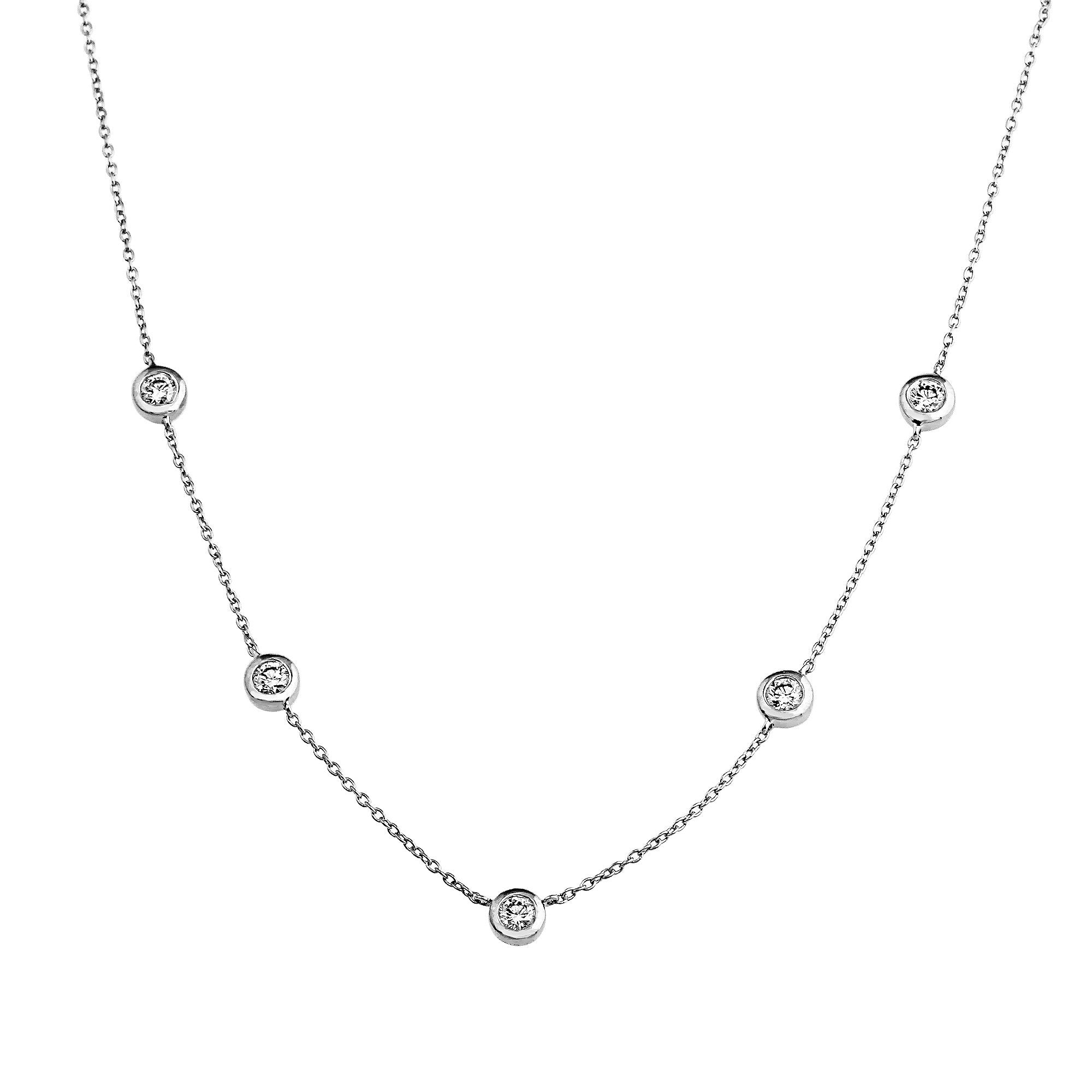 Phoenix Lab-Grown Diamond Station Necklace - Sterling Silver (.77 ct ...