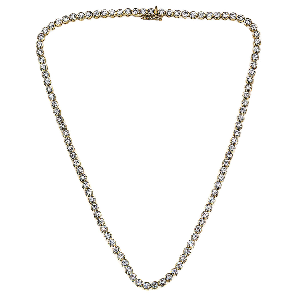 10.00CTTW Lab-Created Diamond Bezel Set Tennis Necklace 16