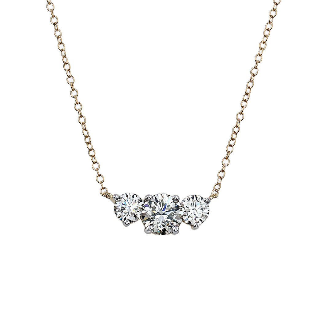1.75CTTW Lab-Created Diamond 3 Stone Pendant in 14K Yellow Gold