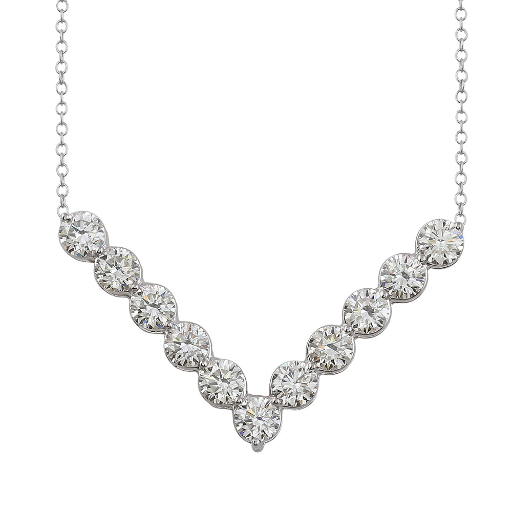 3.40CTTW Lab-Created Diamond V Necklace in 14K White Gold