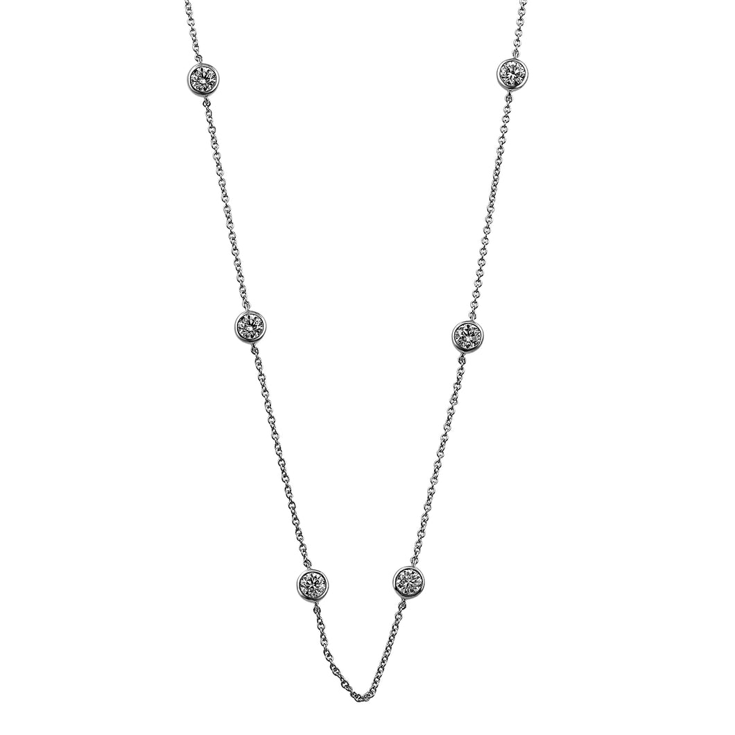 2.00CTTW Lab-Created Diamond Station Necklace in 14K White Gold