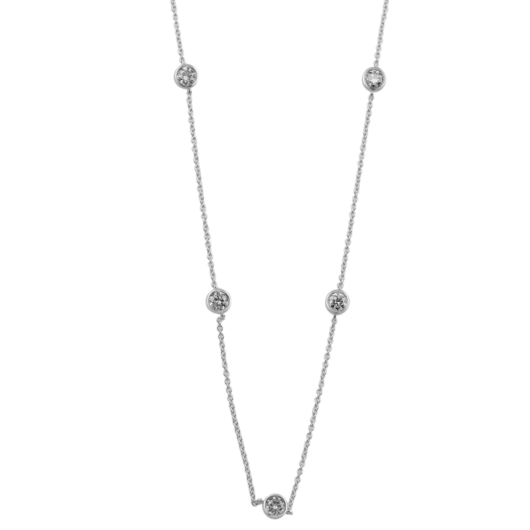 3.50CTTW Lab-Created Diamond Station Necklace in 14K White Gold