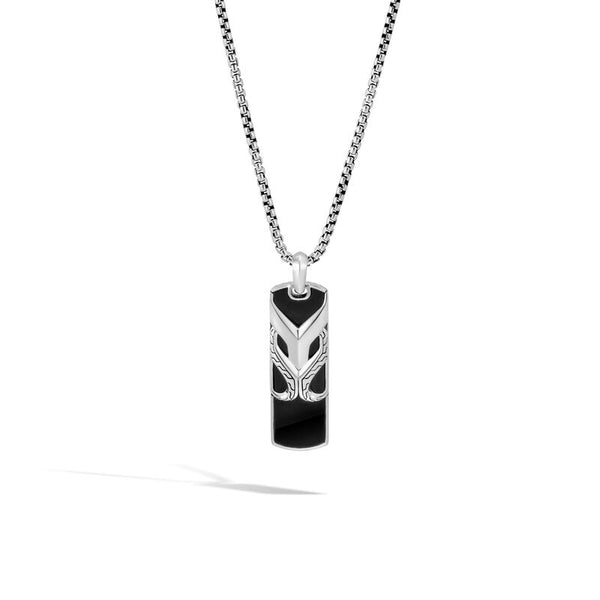 Asli Classic Chain Dog Tag Necklace, Black Onyx