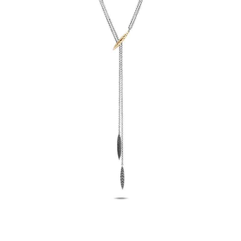 Classic Chain Spear Y Necklace, Black Sapphire