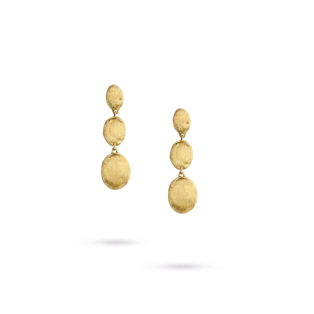18K Yellow Gold  Triple Drop Earrings