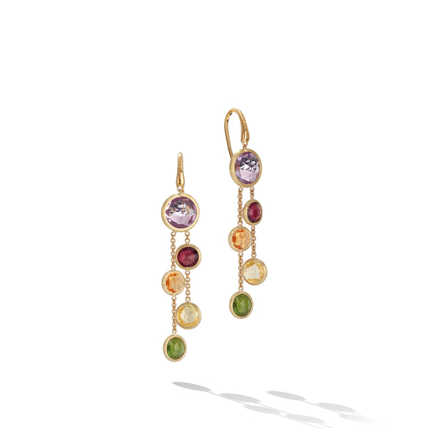Jaipur Color Collection 18K Yellow Gold Mixed Gemstone Two Strand Earrings