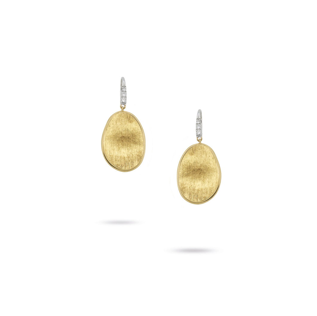 18K Yellow Gold & Diamond Pave Small French Wire Earrings